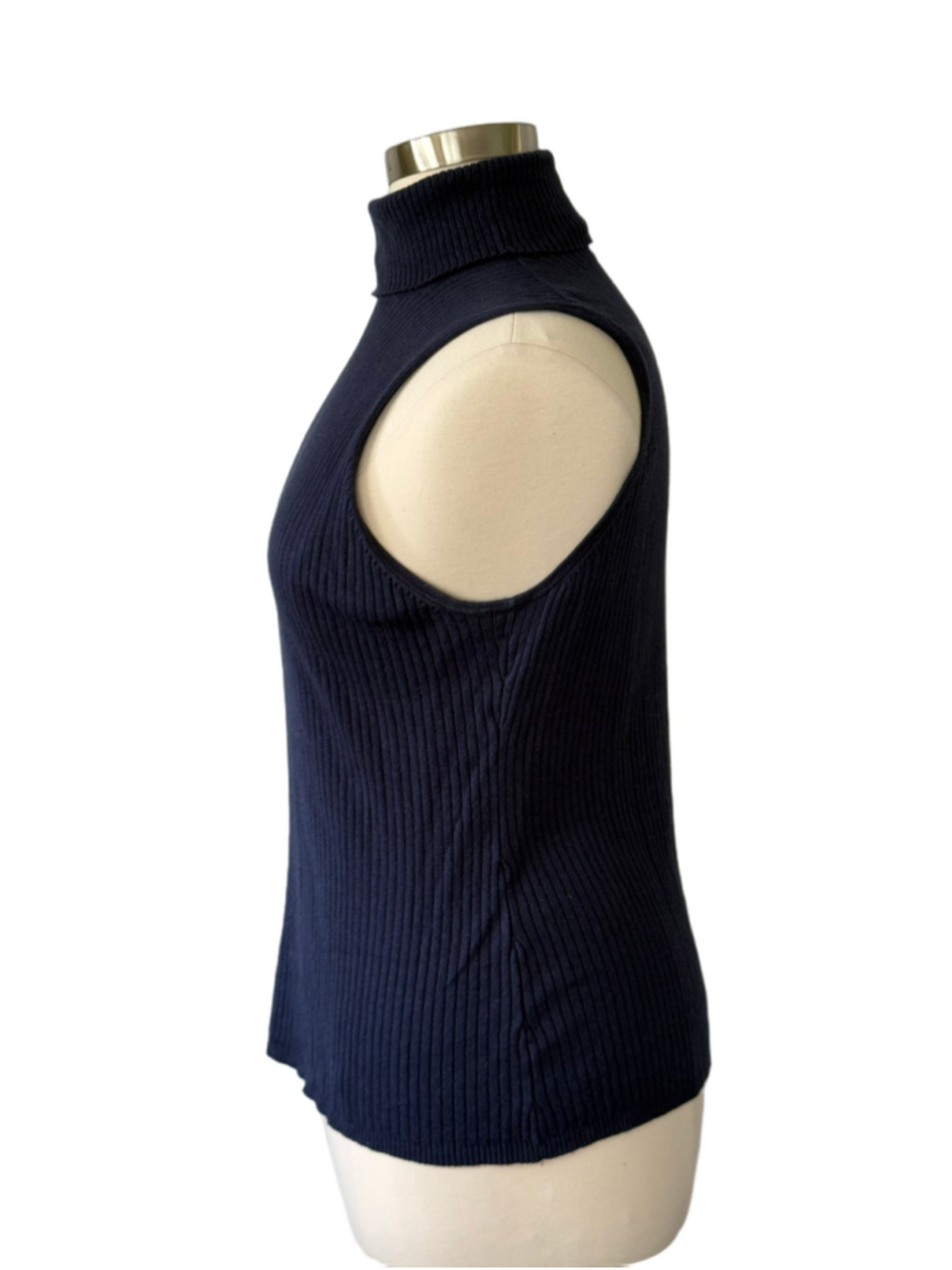 Chico's Sleeveless Ribbed Turtleneck Top Navy Size 16 (Chico’s 3) - Picture 2 of 6